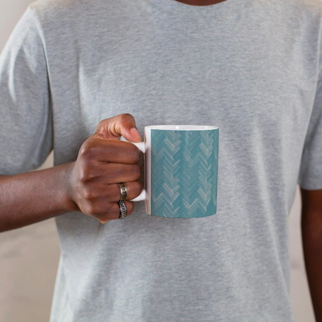Herringbone Zickzack Muster Türkis Kaffeetasse (Von Creator hochgeladen)