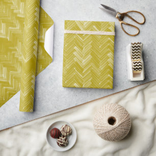 Herringbone Zickzack Muster Vintag Gold Geschenkpapier