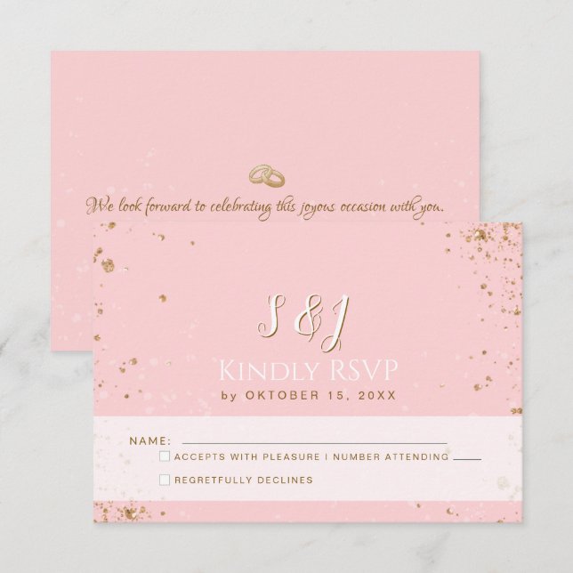 Herrlich - Gold Pink UAWG 2 RSVP Karte (Vorne/Hinten)