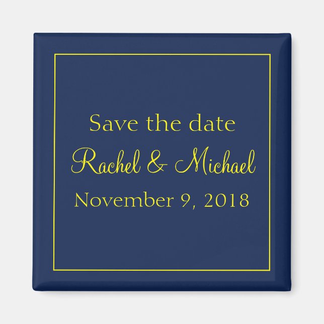 Herrlich Save the Date blau und gelb Magnet (Vorne)