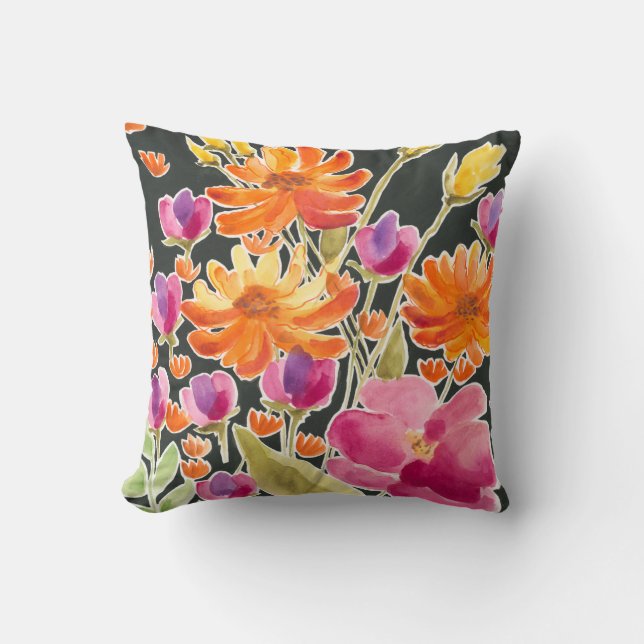 Herrliche Ansammlung - Rosa und orange Blume Kissen (Vorderseite)