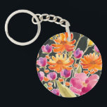 Herrliche Ansammlung - Rosa und orange Blume Schlüsselanhänger<br><div class="desc">Herrliche Ansammlung II von Regina Moore. Aquarellfarbene Blume in verschiedenen Farbtönen,  vorwiegend orange und rosa.</div>