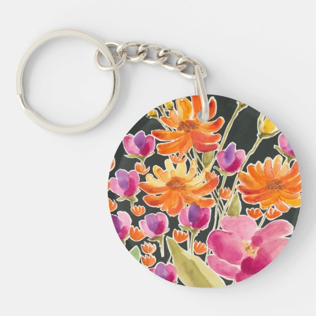 Herrliche Ansammlung - Rosa und orange Blume Schlüsselanhänger (Vorderseite)