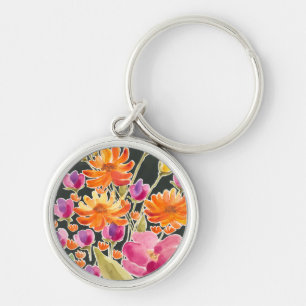 Herrliche Ansammlung - Rosa und orange Blume Schlüsselanhänger