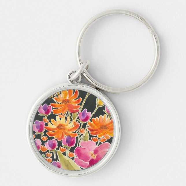 Herrliche Ansammlung - Rosa und orange Blume Schlüsselanhänger (Vorne)