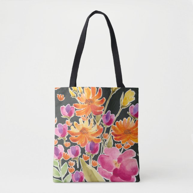 Herrliche Ansammlung - Rosa und orange Blume Tasche (Vorderseite)