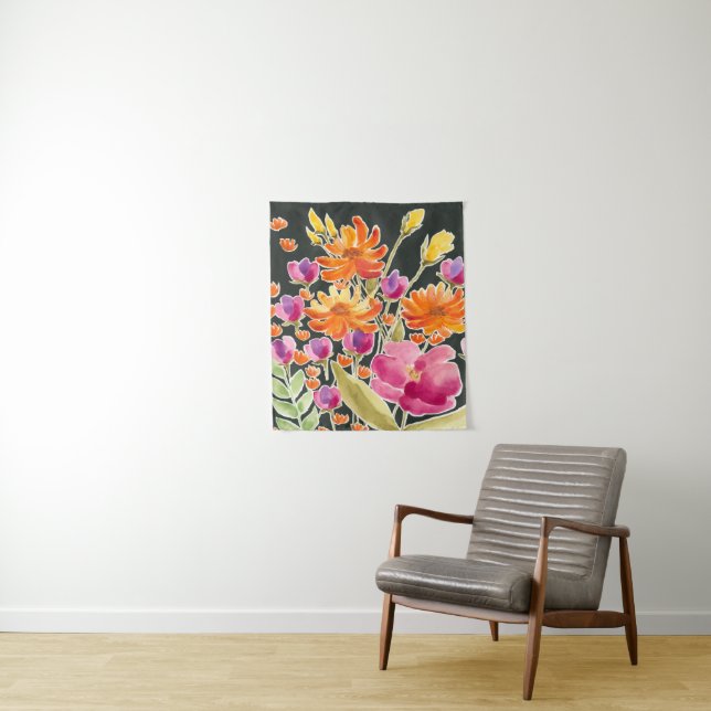 Herrliche Ansammlung - Rosa und orange Blume Wandteppich (Beispiel)