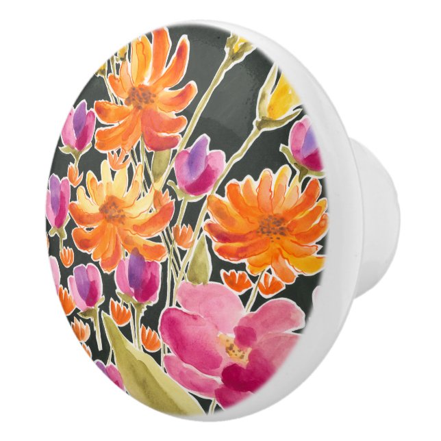 Herrliche Ansammlungs-- rosa und orange Blumen Keramikknauf (Rechts)