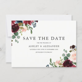Herrliche Blume Blush & Burgund Hochzeit Save The Date