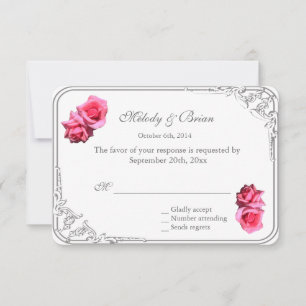 herrliche Blume mit zwei heißen rosa Rose UAWG Hoc RSVP Karte