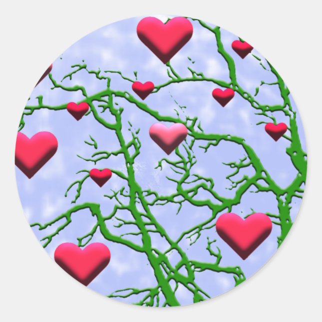Herrliche Branchen mit Herz-Stickern Runder Aufkleber (Vorderseite)