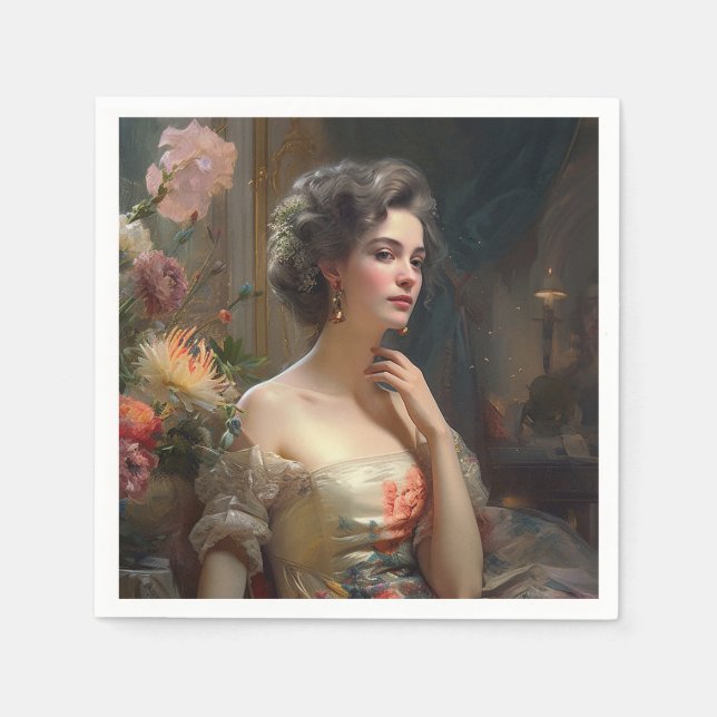 Herrliche Dame in einem Seidenkleid............... Serviette (Vorderseite)