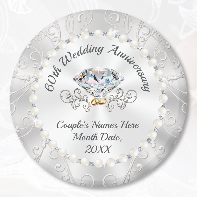 Herrliche Fans des 60. Hochzeitstages, Diamond Magnet (60th wedding anniversary favors. Diamond wedding anniversary party ideas, Diamond anniversary favors)