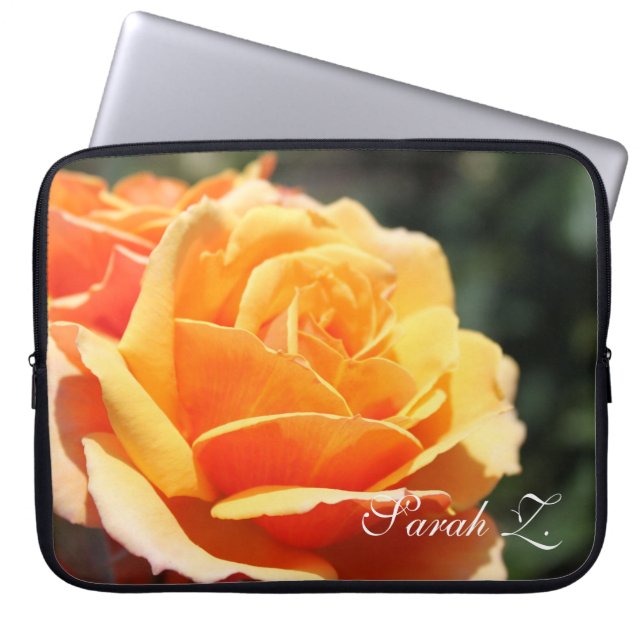 Herrliche gelbe Rosenrose Blume, mit Namen. Laptopschutzhülle (Vorderseite)