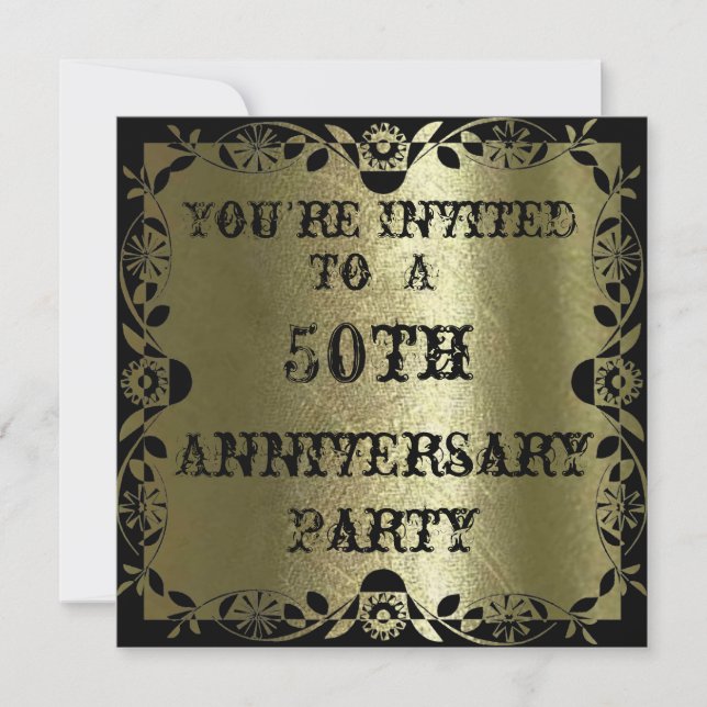 Herrliche Gold 50 Jahre Party Einladung (Vorderseite)