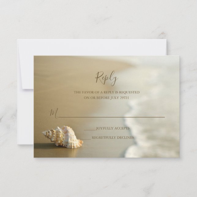 Herrliche Goldseashell-Strand-Hochzeit UAWG Karte (Vorderseite)