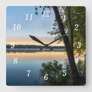 Herrliche Herbstmorgen-Wanduhr Quadratische Wanduhr