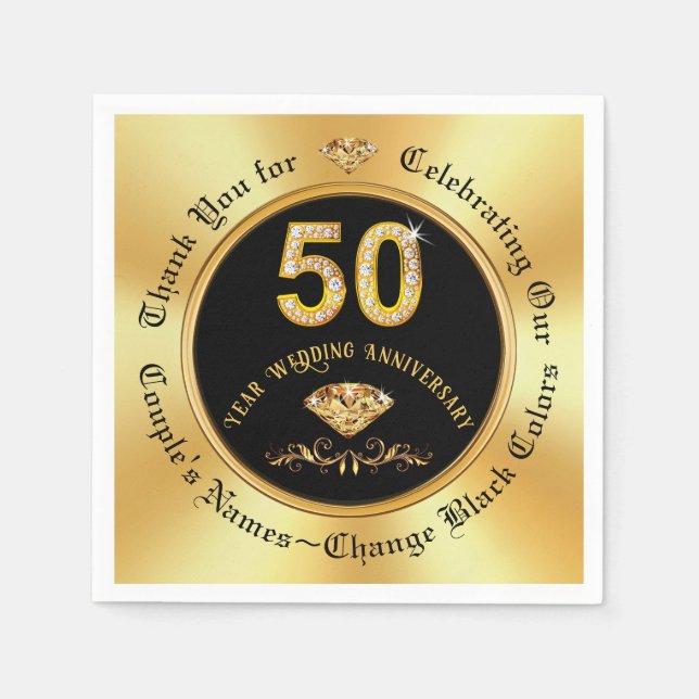 Herrliche, Personalisierte Neapel zum 50. Jahresta Serviette (Vorderseite)