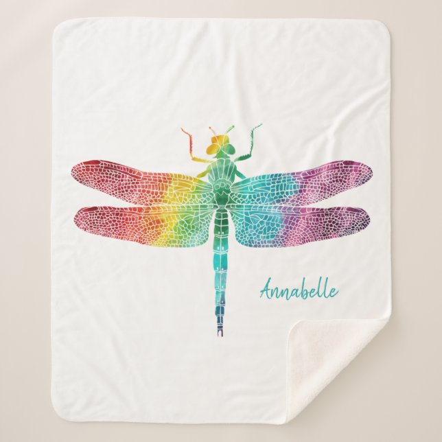 Herrliche Regenbogenwatercolor-Libelle Sherpadecke (Vorderseite)