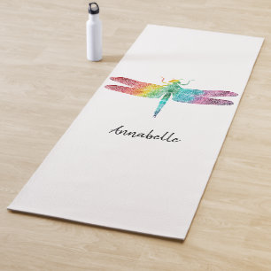 Herrliche Regenbogenwatercolor-Libellen-Silhouette Yogamatte