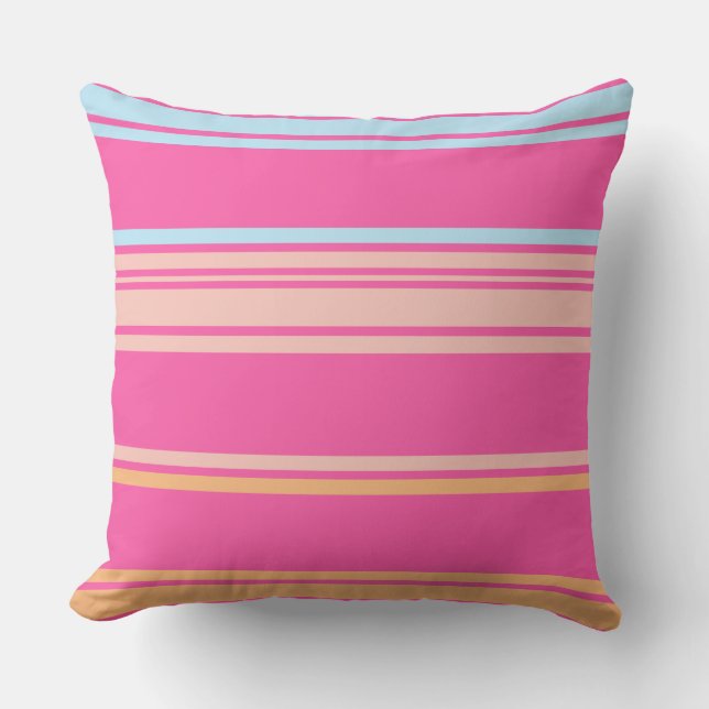 Herrliche rosa, sand und blaue Streifen Kissen (Vorderseite)