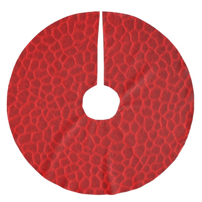Herrliche rote lederne Beschaffenheit Polyester Weihnachtsbaumdecke (Vorderseite)