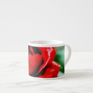 Herrliche Rote Rose mit Morgentauben Espressotasse