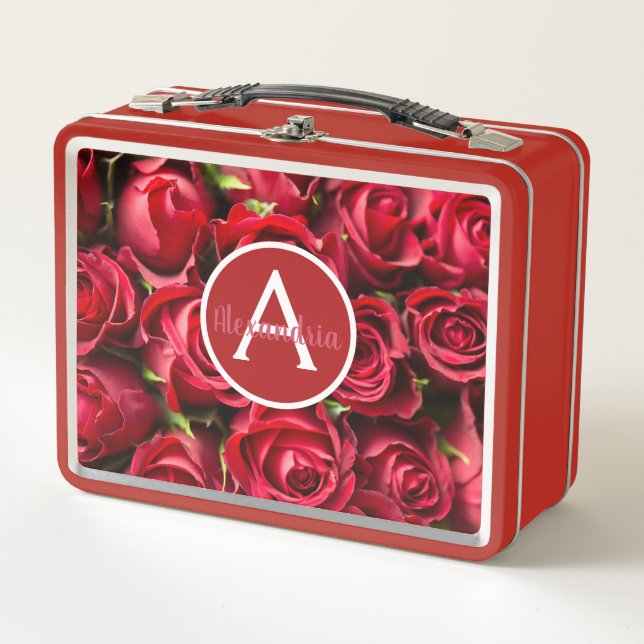 Herrliche Rote Rosen Mittagspause Metall Brotdose (Vorderseite)