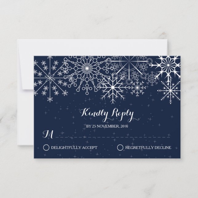 Herrliche Schneeflocken - Winter-Hochzeit RSVP Karte (Vorderseite)