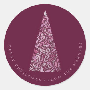 Herrliche Spruce Treppe Pflaume Weihnachten/Feiert Runder Aufkleber
