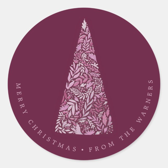 Herrliche Spruce Treppe Pflaume Weihnachten/Feiert Runder Aufkleber (Vorderseite)