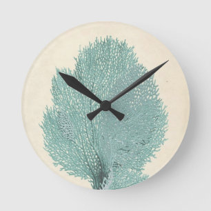 Herrliche Türkis-/Aqua-Koralle Runde Wanduhr
