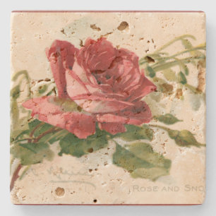 Herrliche viktorianische Rote Rose Steinuntersetzer