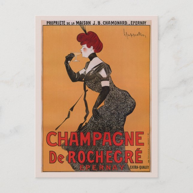 Herrliche Vintage Jugendstil-Champagner-Wertung Postkarte (Vorderseite)