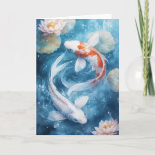 Herrliche Wirbel von Koi in ruhigen Gewässern Karte