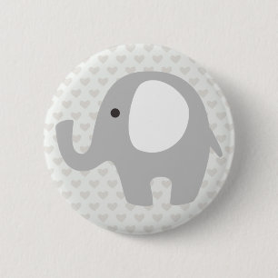 Herrlicher Baby-Elefant im neutralen Grau Button