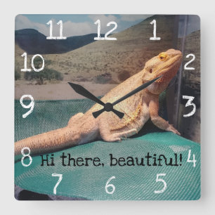 Herrlicher bärtiger Drache-Bild-Entwurf Quadratische Wanduhr