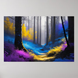 Herrlicher blauer Gelb und Lila geheimnisvoller Wa Poster