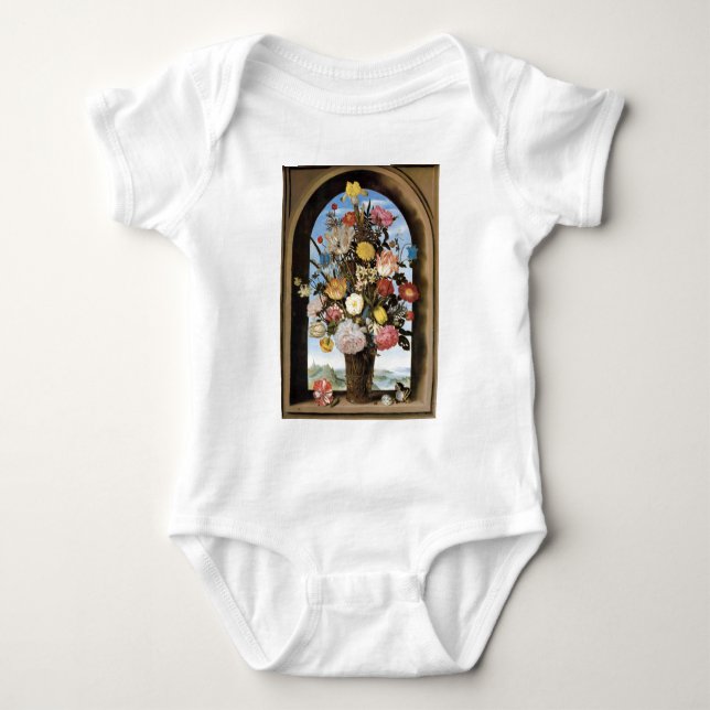 HERRLICHER BLUMENSTRAUSS BABY STRAMPLER (Vorderseite)