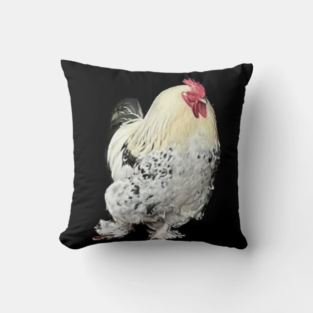Herrlicher Cockerel mit gefederten Füßen. Kissen (Vorderseite)