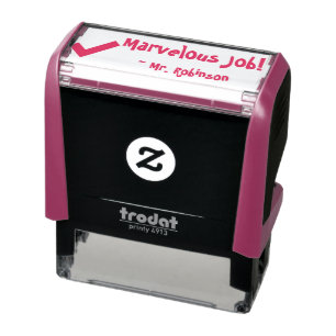 "Herrlicher Job!" + Name des Instrukteurs Rubber B Permastempel