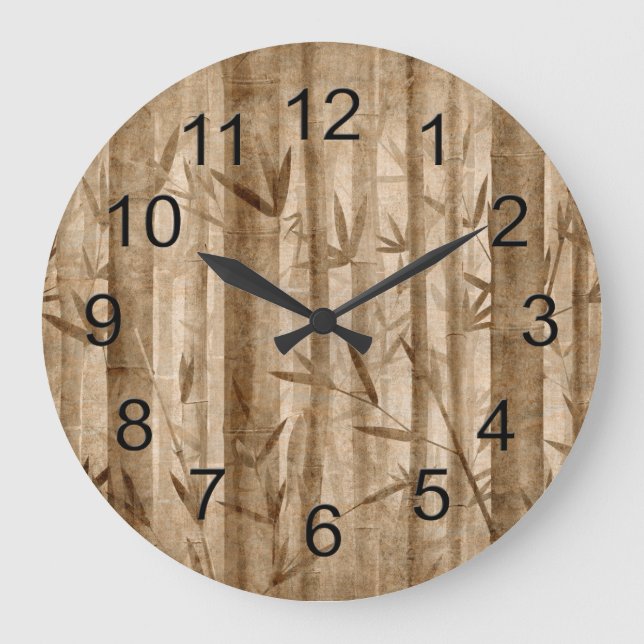 Herrlicher natürlicher Bambus Große Wanduhr (Vorderseite)
