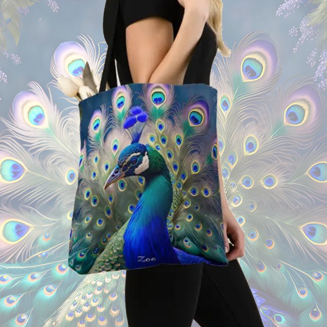 Herrlicher Pfau mit aquamarinem und goldenem Abstu Tasche (Von Creator hochgeladen)