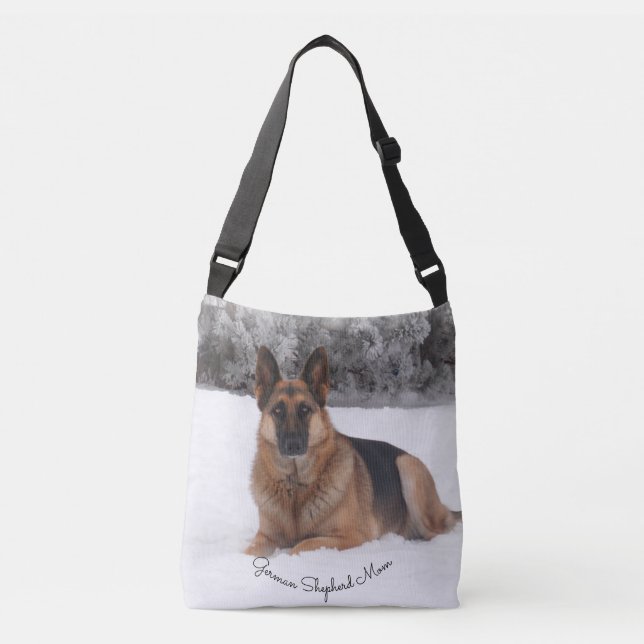 Herrlicher Schäferhund im Schnee Tragetaschen Mit Langen Trägern (Vorderseite)