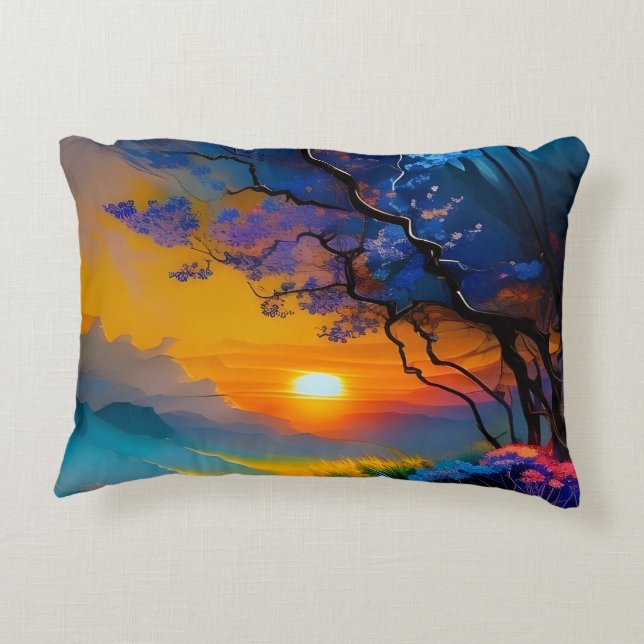 Herrlicher Sonnenaufgang über dem Teich Dekokissen (Rückseite)