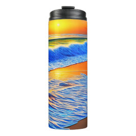 Herrlicher Sonnenuntergang am Strand Thermosbecher