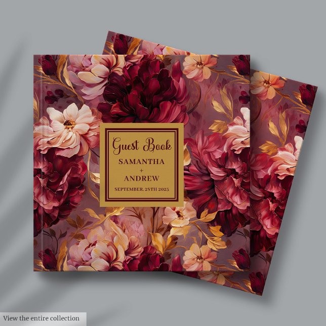 Herrliches Blush Burgundy Gold Wedding Gästebuch (Gorgeous Blush Burgundy Gold Wedding Guest Book for Guests)