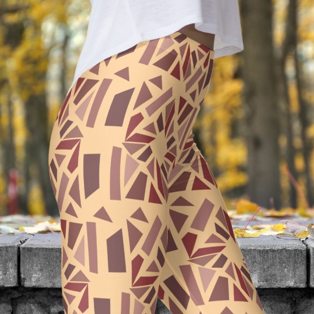 Herrliches Burleywood-Mosiakmuster Leggings (Blocks Mosiac on Burleywood Cream Leggings)