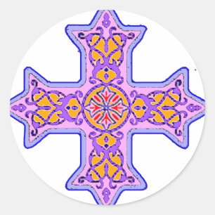 Herrliches koptisches Pastellkreuz Runder Aufkleber