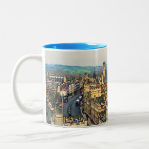 Herrliches Oxford, England, Hautpstraße, das hohe Zweifarbige Tasse